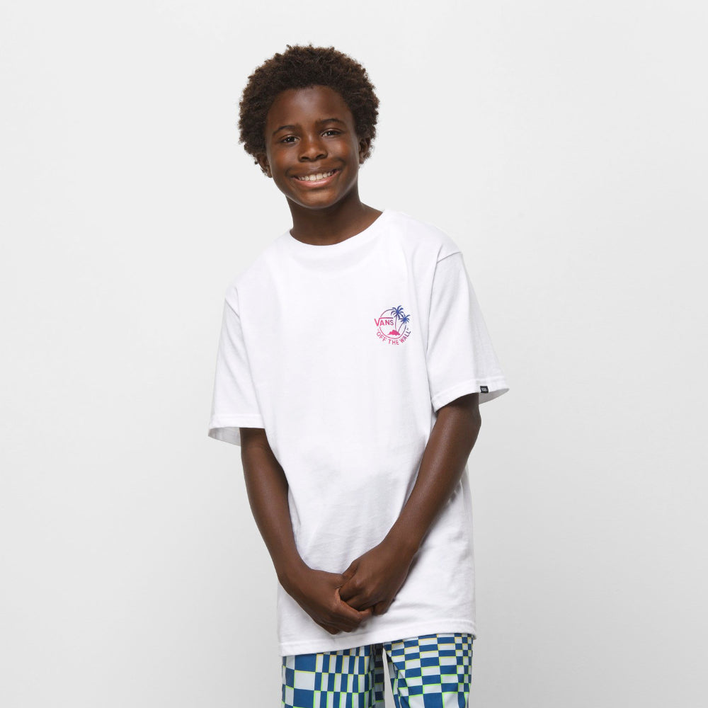 Vans Kids Mini Dual Palm 2 White True Navy T-Shirt Front