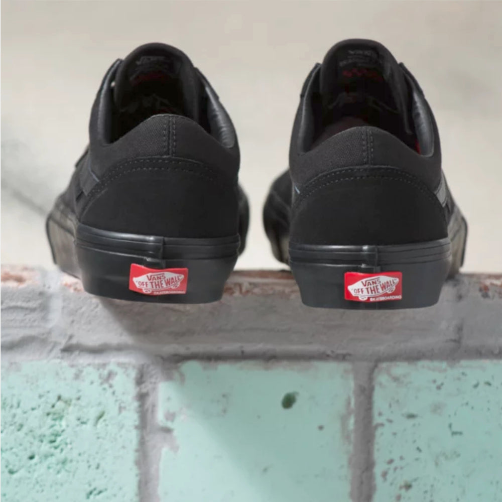 Vans Old Skool Skate Blackout Shoes Back Logo Flag