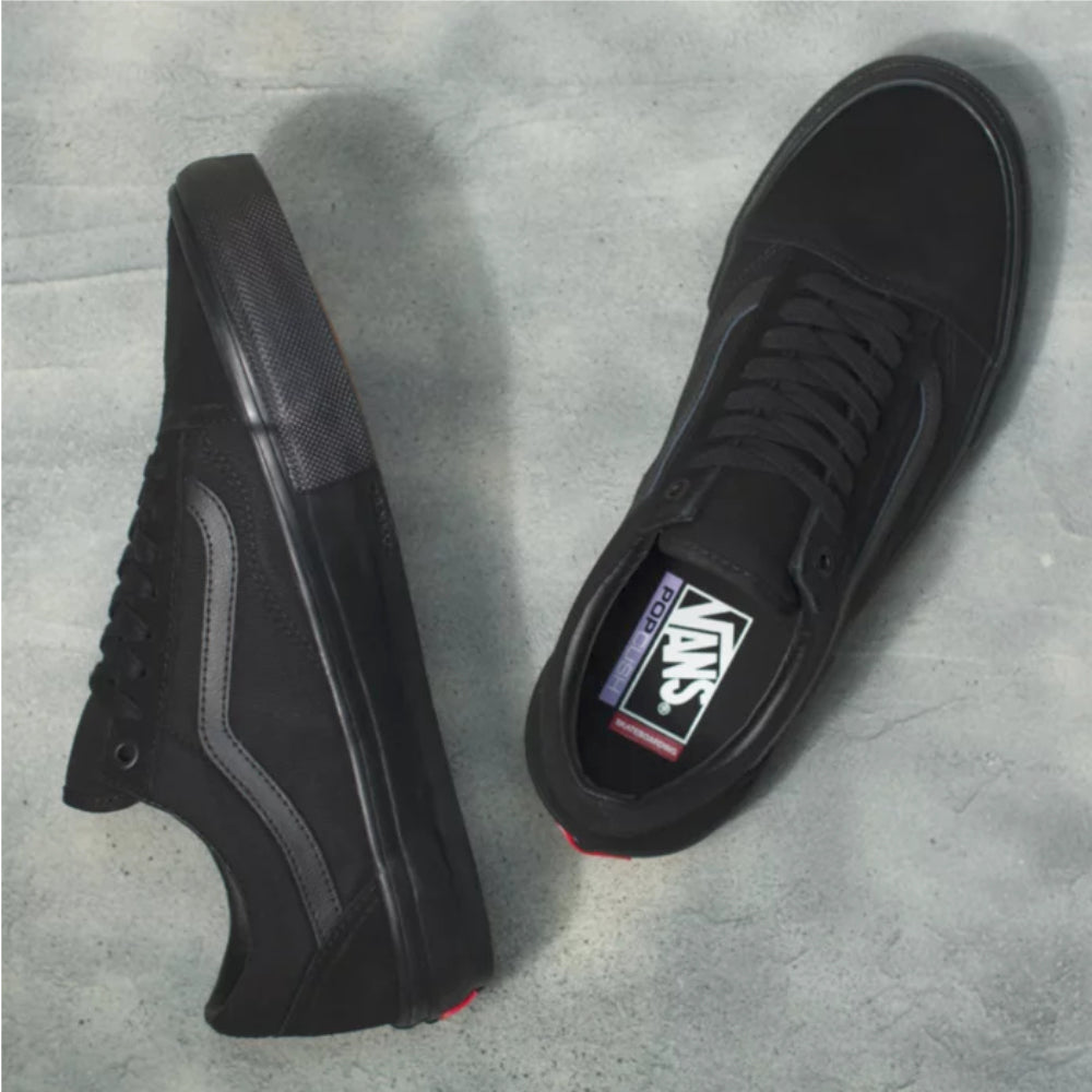 Vans Old Skool Skate Blackout Shoes Pro PopCush Side Top
