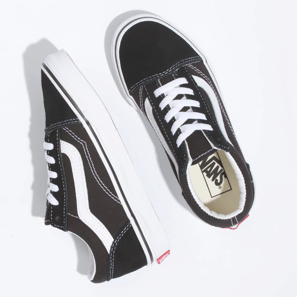 Vans Youth Old Skool Black True White - Shoes Top Side View