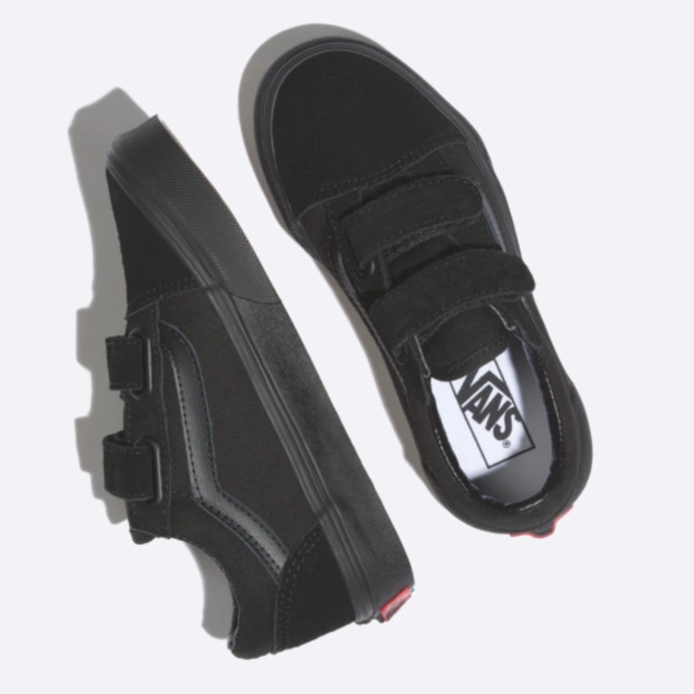 Vans Youth Old Skool Velcro Black/Black Shoes Top View