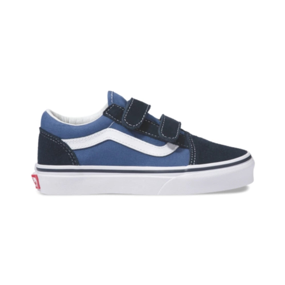 Vans Youth Old Skool Velcro Navy / White Shoes Outside