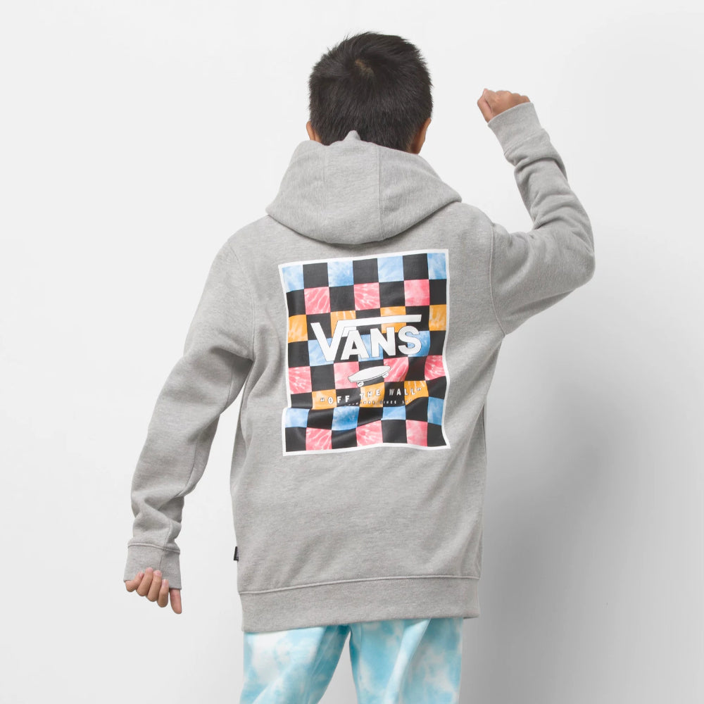 Vans Youth Print Box Back Pullover Hoodie Cement Heather / Tie-Dye Block Back