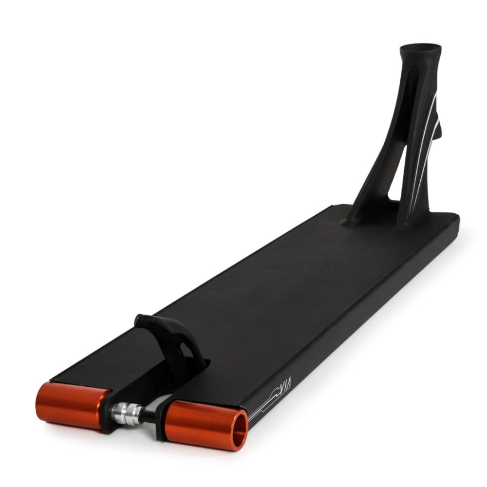 Wise Via Boxed Freestyle Scooter Deck Back Angle Orange Deck Ends