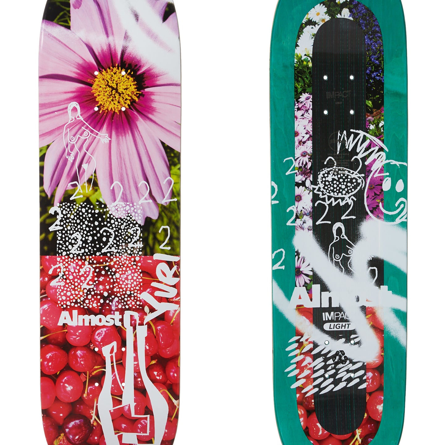 Almost In Bloom Impact Light Yuri 8.5 - Skateboard Deck Top And Bottom