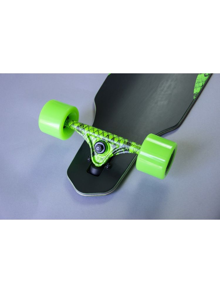 Dusters Channel Snakeskin Neon Green 38" - Longboard Complete Trucks Design Close Up