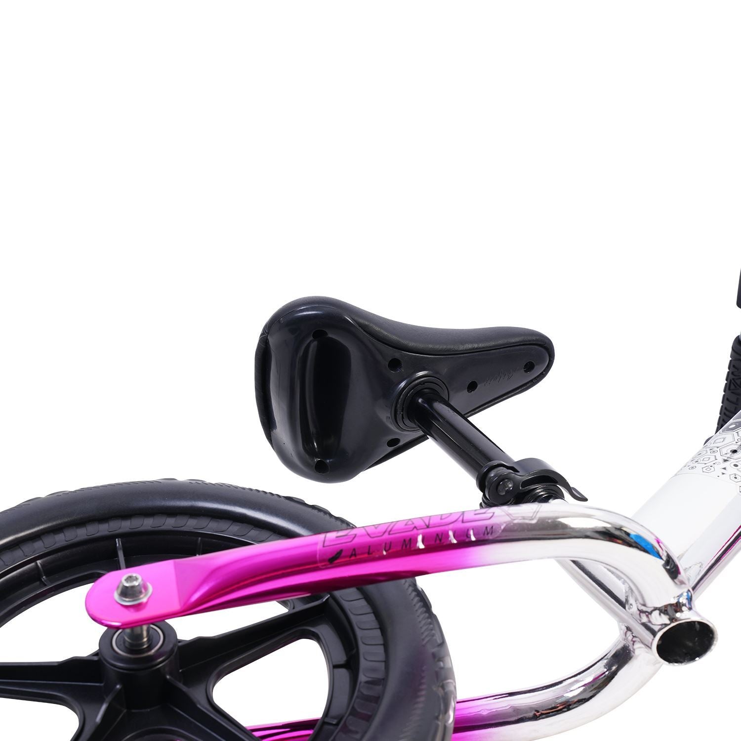 Sullivan Evade 12in - Balance Bike Pink Black Silver Tube Close Up