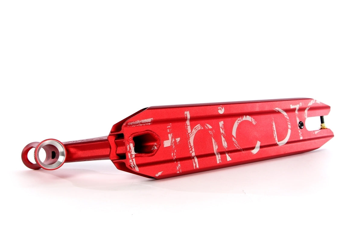 Ethic DTC Artefact V2 - Scooter Deck Red Bottom Deck Design Logo