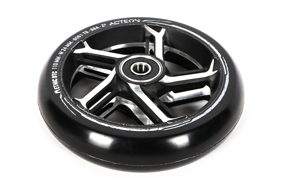 Ethic Acteon 110mm (PAIR) - Scooter Wheels Black Raw Angle View