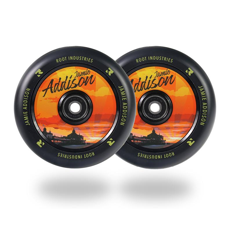 Root Industries AirWheels Design Core 120mm Black Urethane (PAIR) - Scooter Wheels Sunset Jamie Addison