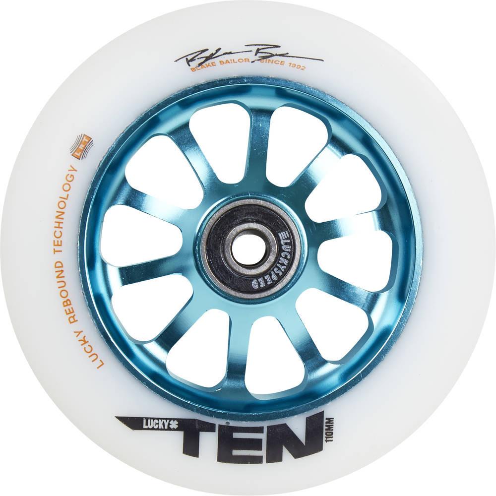 Lucky Ten 110mm Wheel, White Urethane, Teal