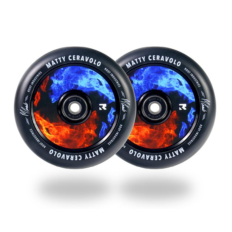 Root Industries AirWheels Design Core 120mm Black Urethane (PAIR) - Scooter Wheels Fire Matty Ceravolo