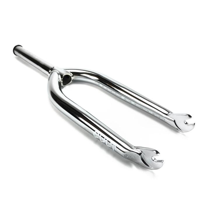 Cult Sect V4 Investment Cast 18mm Offset Chrome - BMX Fork Angle View