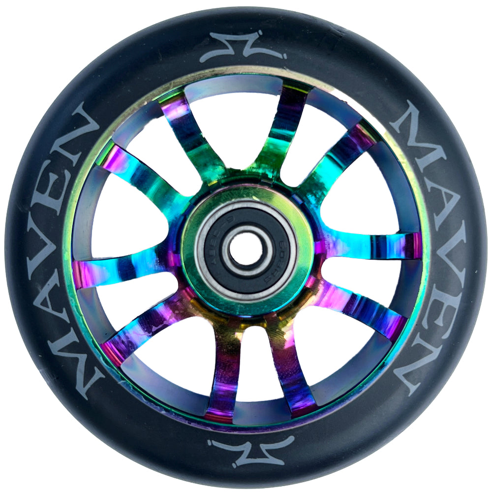 AO Scooters Maven Spoked 110mm Scooter Wheels Neo Chrome Oil Slick