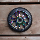 AO Scooters Maven Spoked 110mm Scooter Wheels Oil Slick Neo Chrome Lifestyle