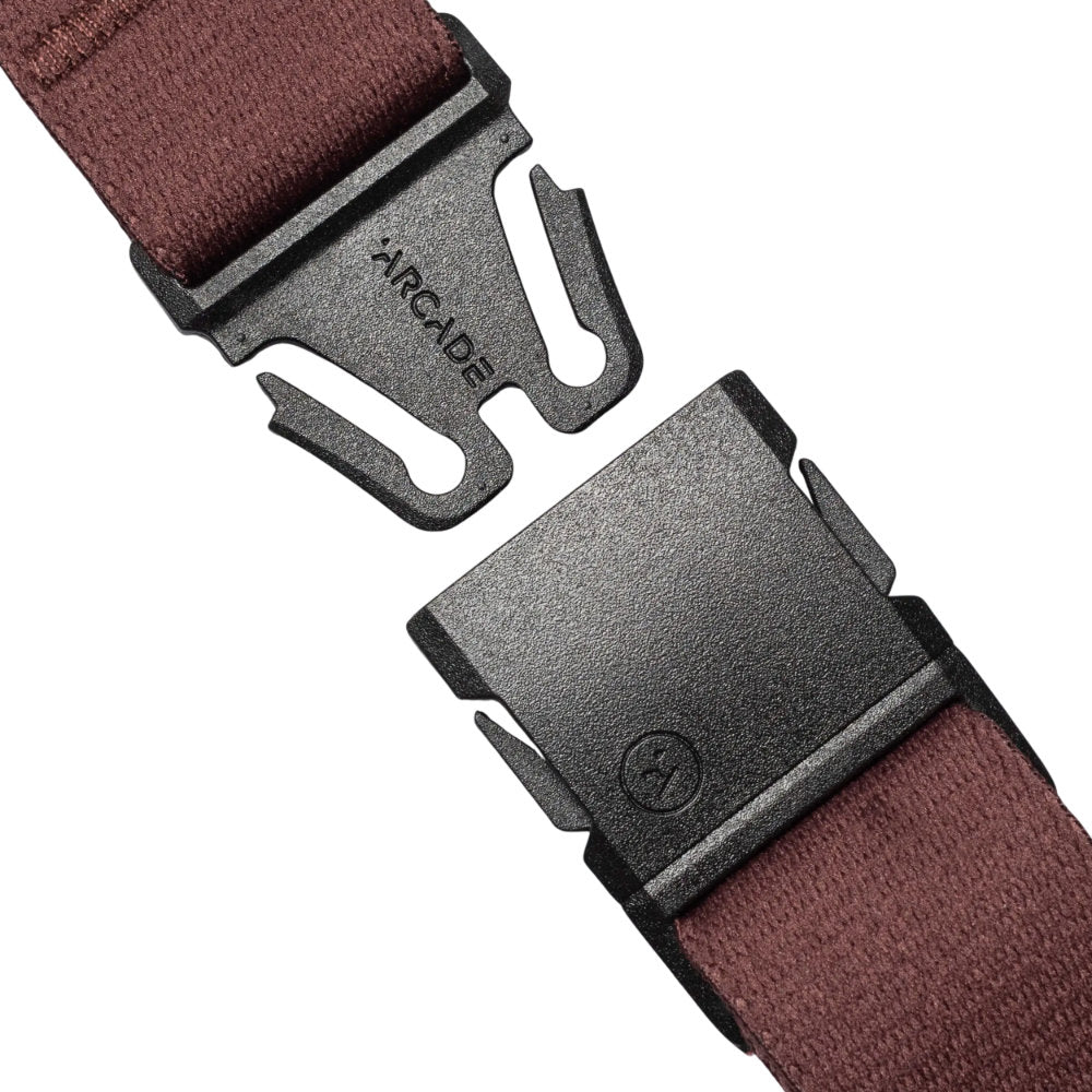 Arcade Belt Co. Slim Youth Belt Burgundy Buckle Open