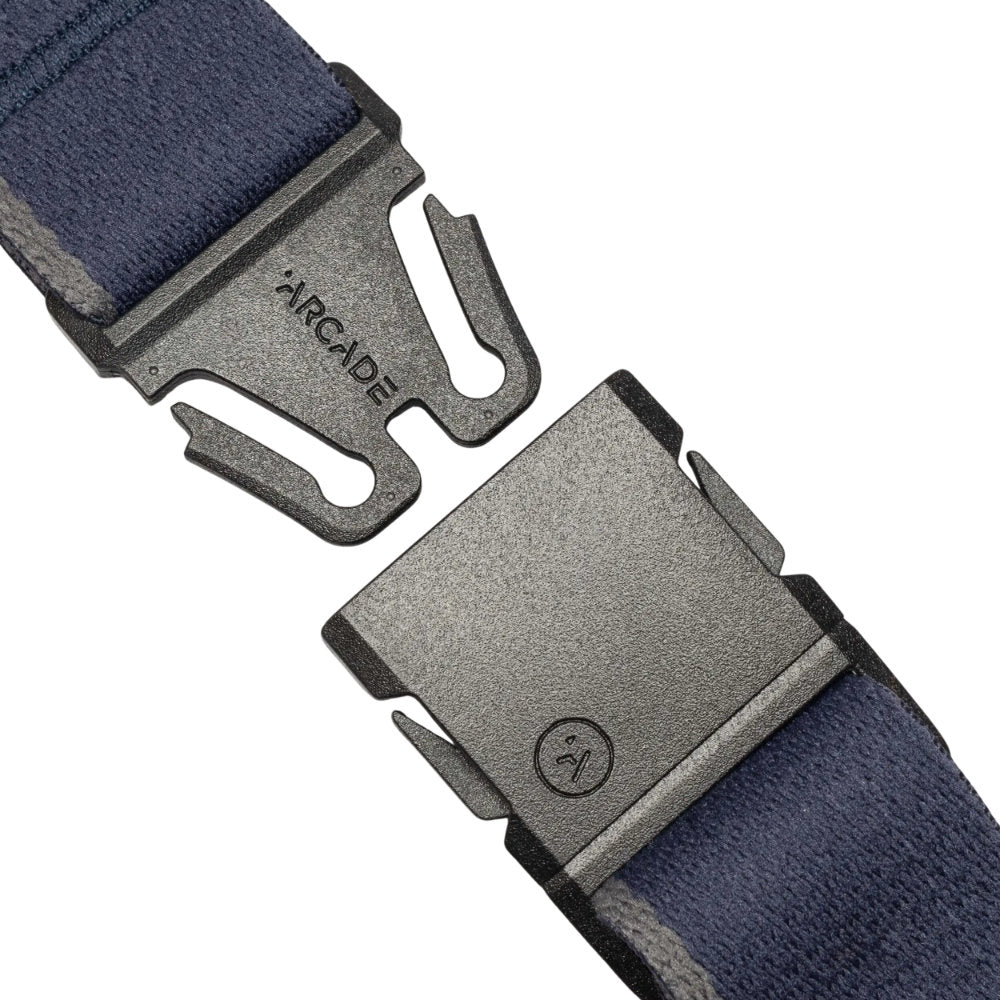 Arcade Blackwood Slim Youth Belt Navy Flame Buckle Open