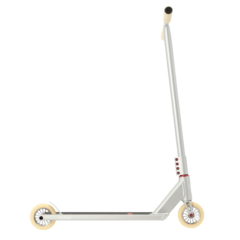 Aztek Architect Street Freestyle Scooter Complete 2024 Platinum Silver Side View and SCS compression system