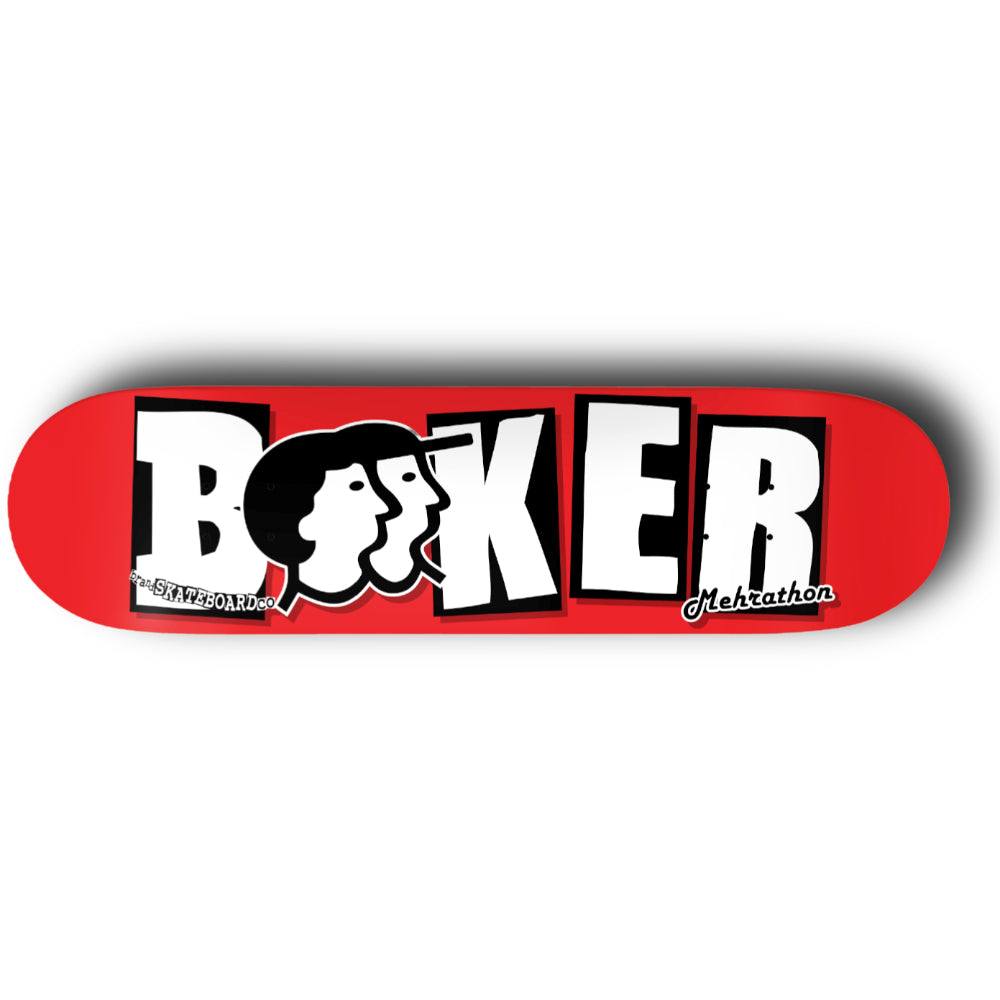 Baker X Mehrathon Red White Skate Deck Side View