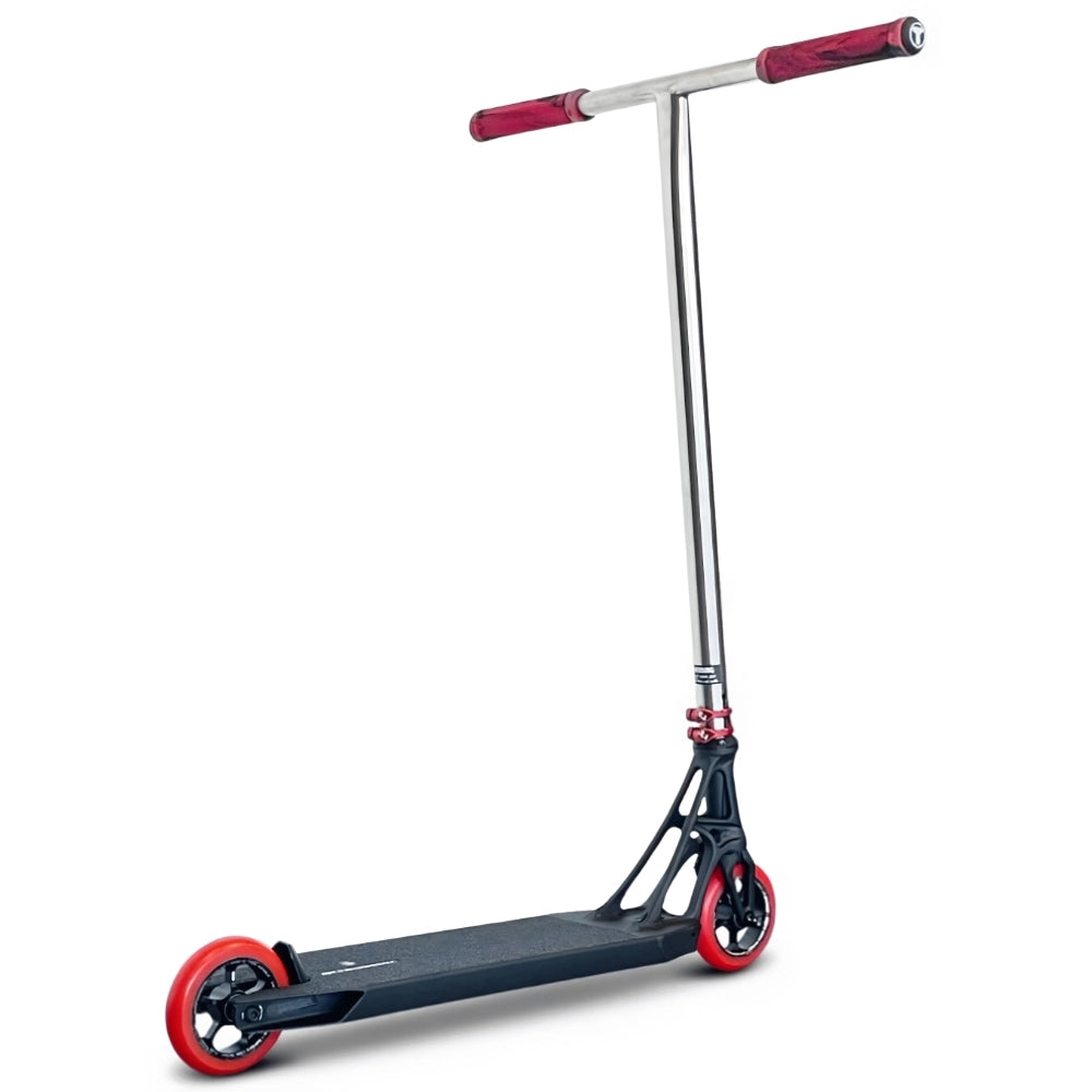 Burning Red Pandemonium V2 With Titanium Bars Custom Complete Scooter Back View