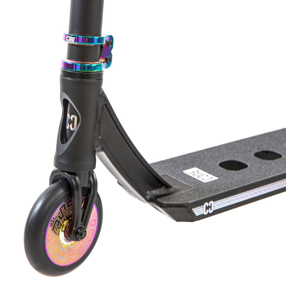 Core CL1 Complete Stunt Scooter Black Neo Le Downtube Close Up