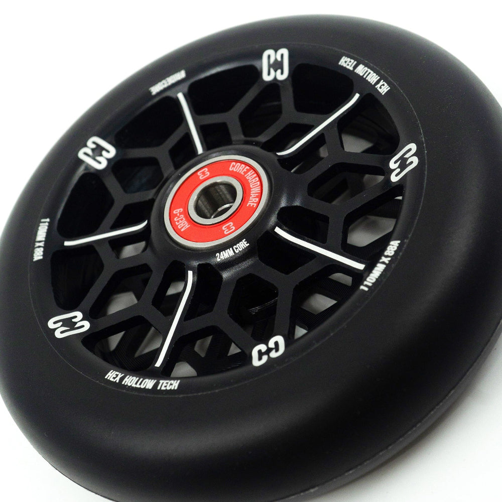 Core Hex Hollow 110mm Scooter Wheels Black Angle View