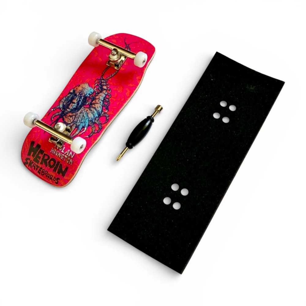 CustomFB x Heroin Haungton Knock Off 36mm - Fingerboard Complete Angle View