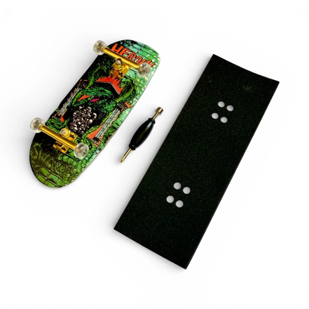 CustomFB x Heroin Swampy Knock Off 36.5mm - Fingerboard Complete Angle View