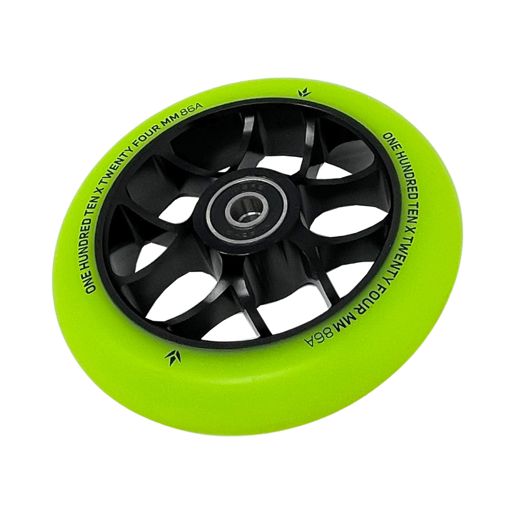 Envy Jet 110x24mm Scooter Wheels Black Green PU Angle View