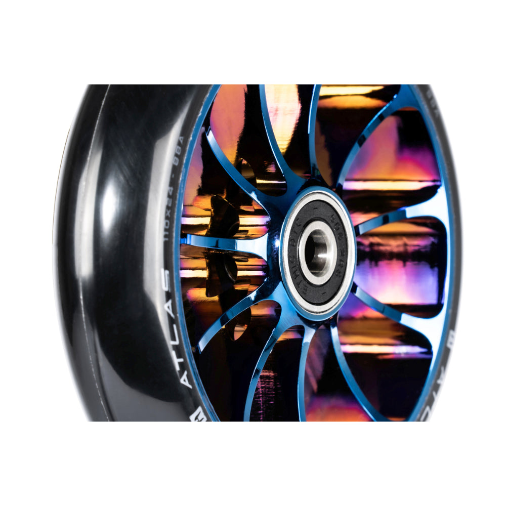 Ethic DTC Atlas 110mm Scooter Wheel Chrome Blue Close Up