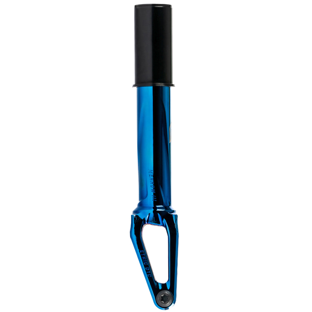 Ethic DTC Merrow V3 HIC Lightest Freestyle Scooter Fork Chrome Blue Side View