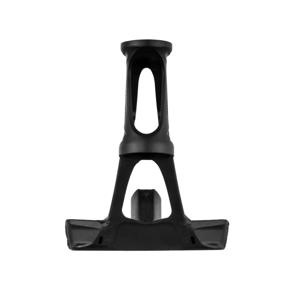 Ethic DTC Pandemonium V2 Boxed 8/12STD Black Scooter Deck Front Close Up Headtube