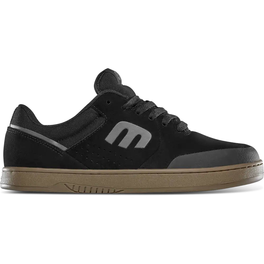 Etnies Marana Michelin Black / Gum / Dark Grey Shoes Side View With Suede Upper