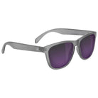 Glassy Deric Premium Polarized Matte Trans Dark Grey / Purple Mirror Sunglasses Angle View