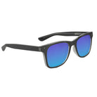 Glassy Harper Premium Polarized Matte Black Clear / Blue Mirror Sunglasses Angle View