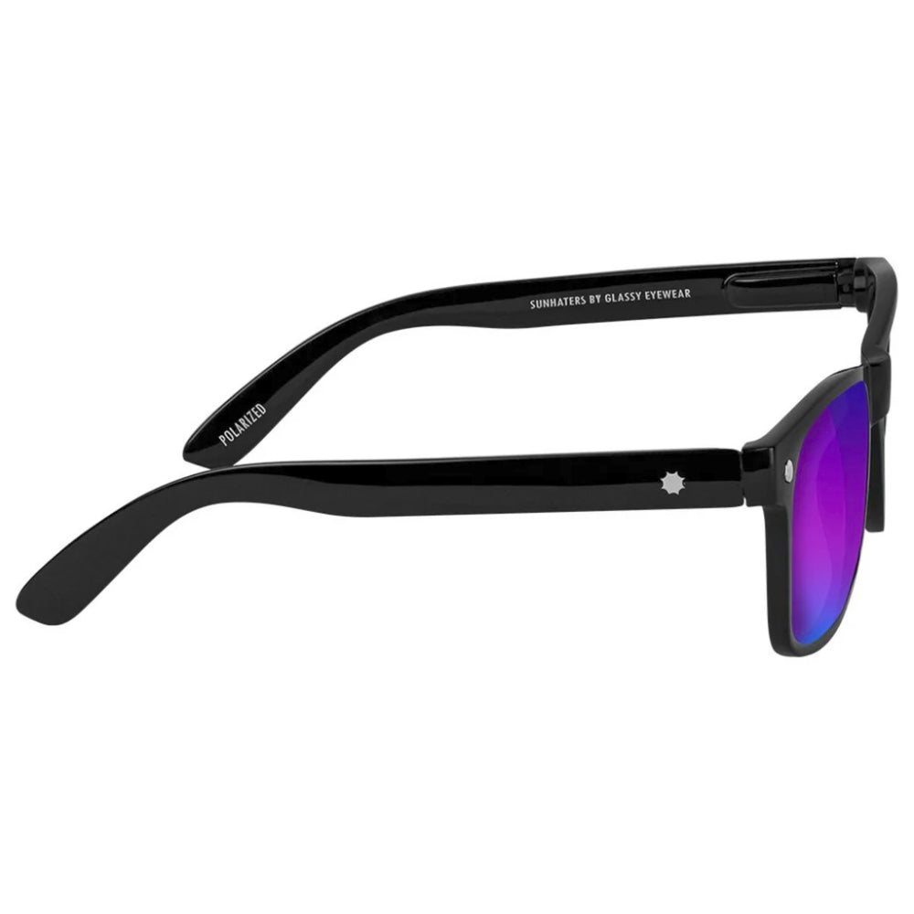 Glassy Leonard Polarized Black / Blue Mirror Sunglasses Side