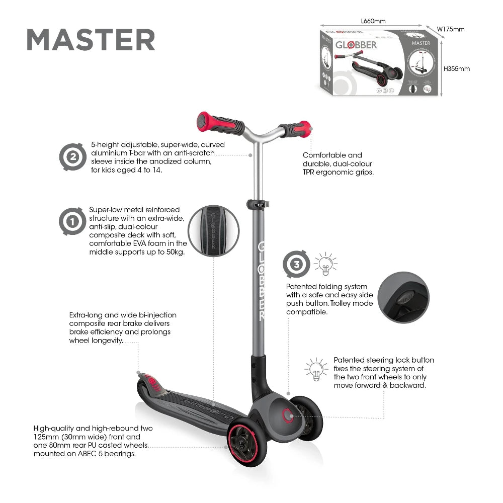 Globber Master Foldable Scooter Complete Specs