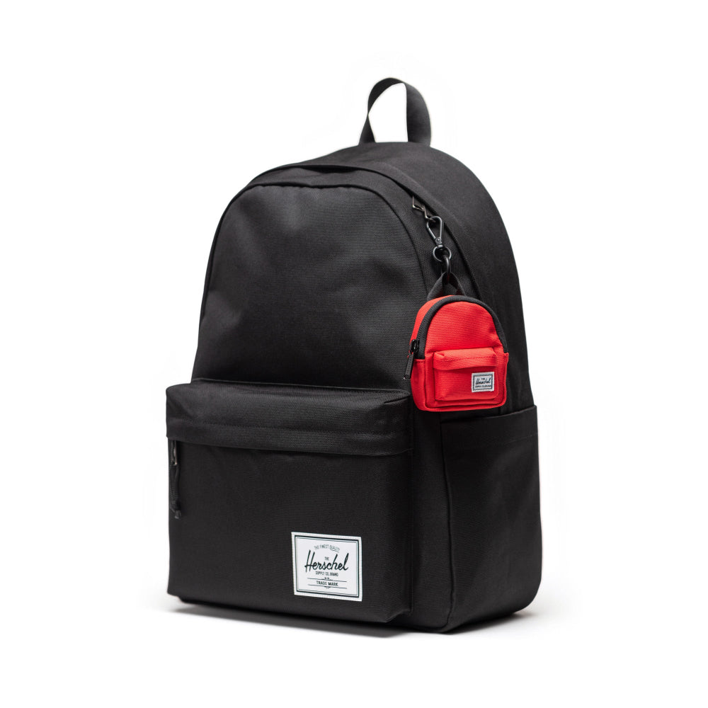 Herschel Classic Backpack Bag Charm Bright Red Installed on A Backpack