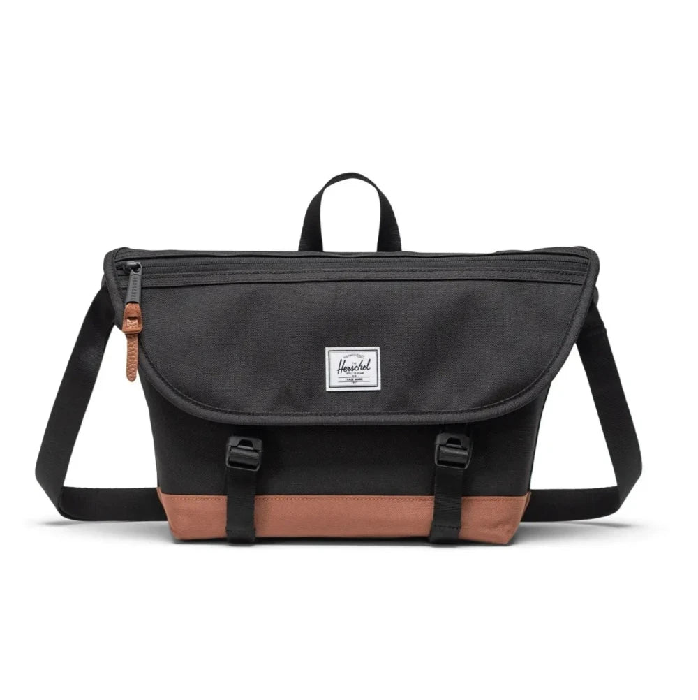Herschel Cove Messenger Small Bag Black / Saddle Brown Front