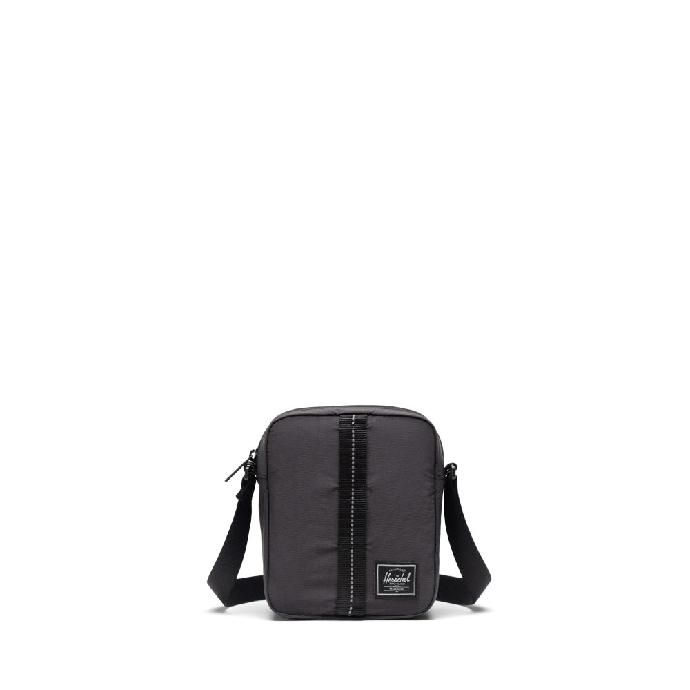 Herschel Heritage Ripstop Reflective Crossbody Bag Black Front View in light