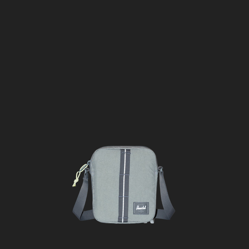 Herschel Heritage Ripstop Reflective Crossbody Bag Ultimate Grey / Stone Mountain Front View in the dark