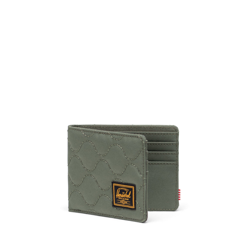Herschel Roy Quilted Capsule Wallet Beetle Green Opened View