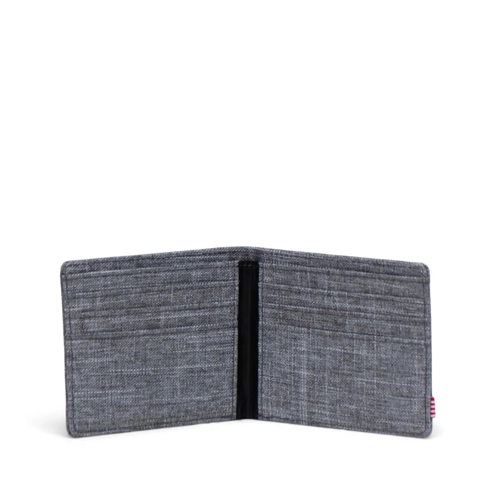 Herschel Roy Wallet Raven Crosshatch Opened