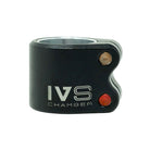 IVS Chamber 2 Bolt Scooter Clamp Black Anodized Red Bolts Side Logo