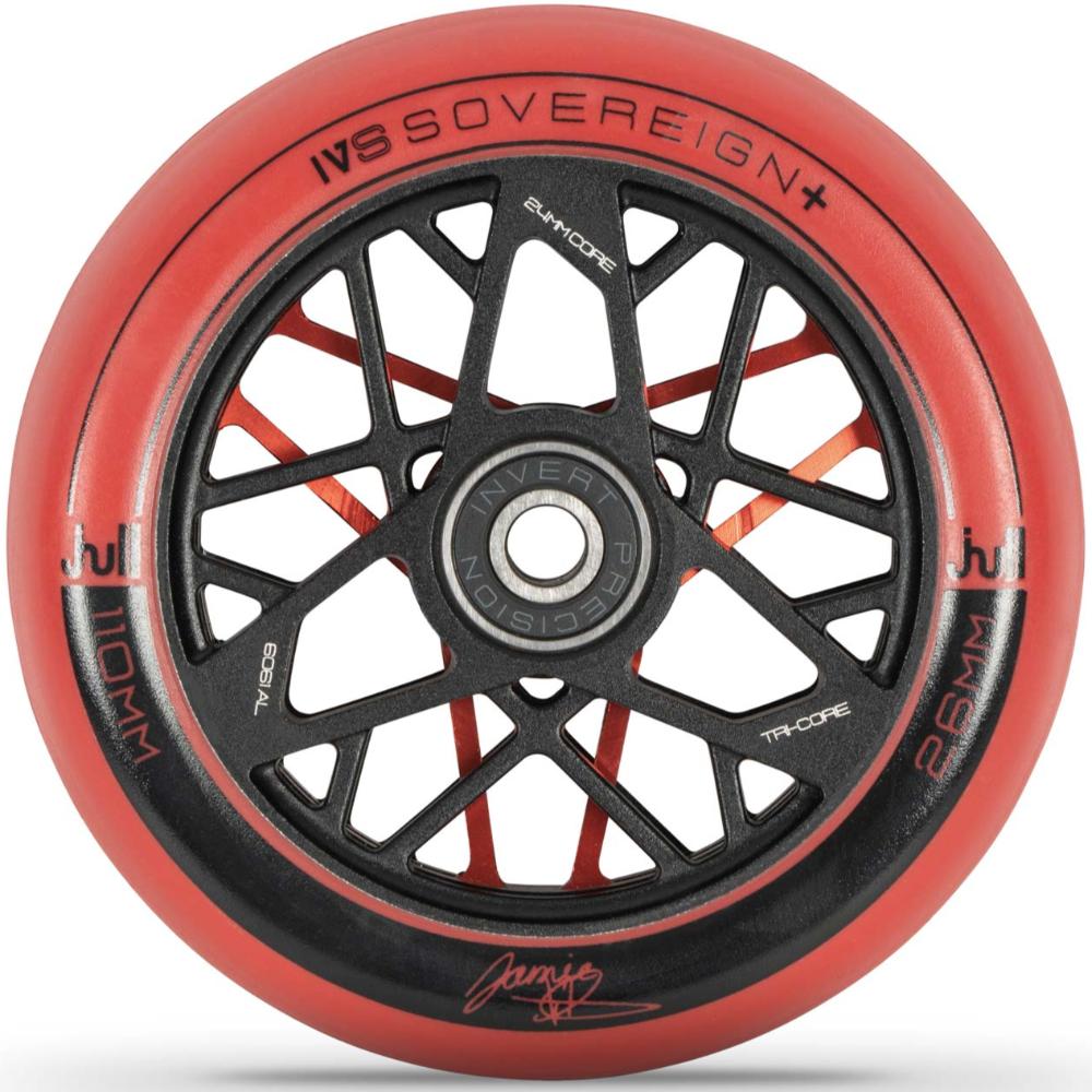 IVS Sovereign+ 110x26mm Scooter Wheels Red / Black with unique tri-core