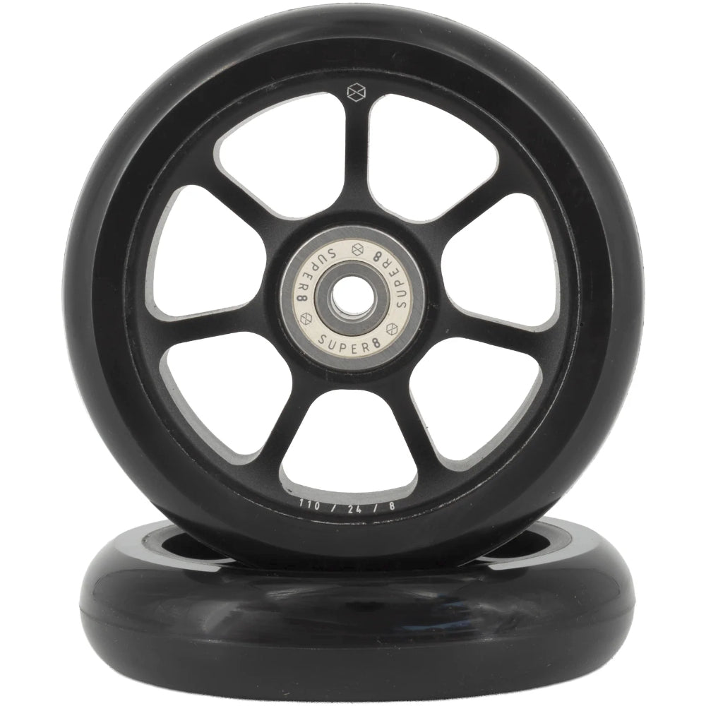 Native Format 110mm Scooter Wheels With SUPER8 Bearings Black Stacked