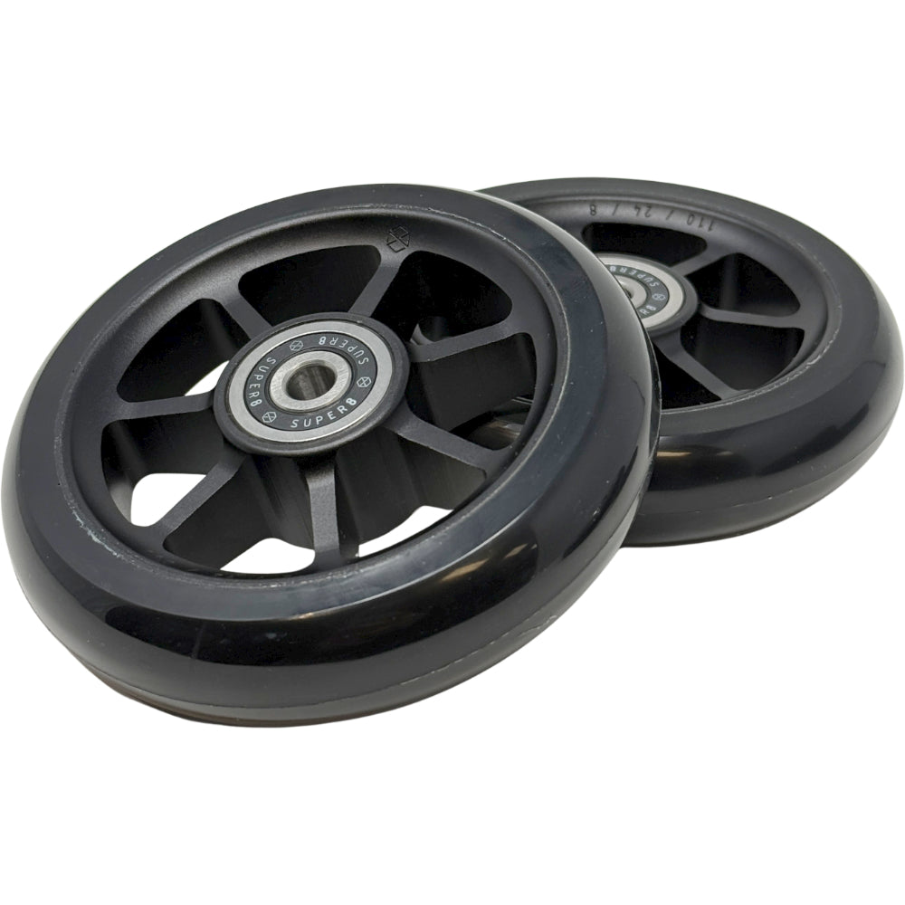 Native Profile 2 110mm Scooter Wheels With Super8 Bearings Black Pair