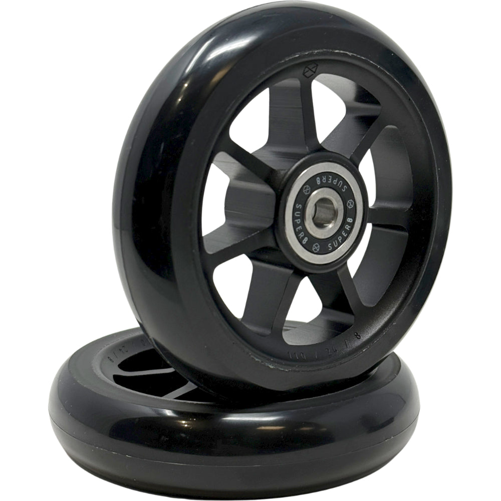 Native Profile 2 110mm Scooter Wheels With Super8 Bearings Black Stacked Angle View
