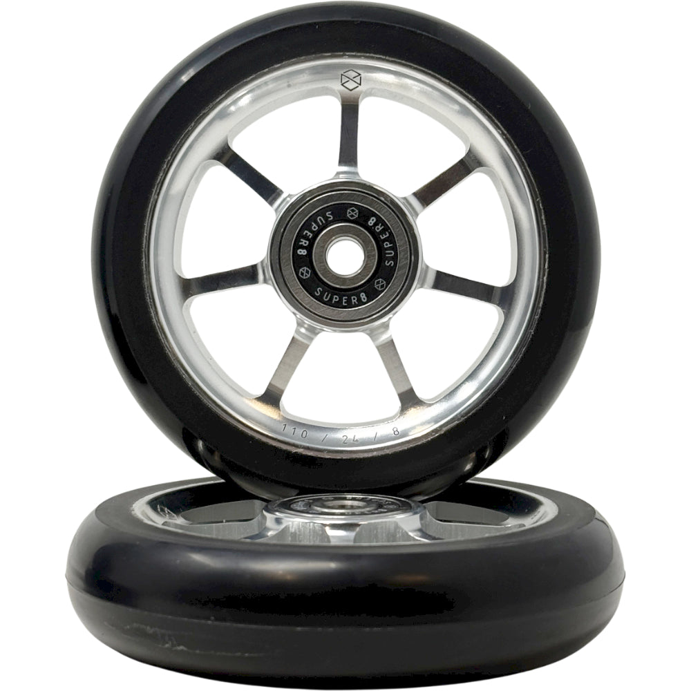 Native Profile 2 110mm Scooter Wheels Raw Stacked Front With SUPER8 Bearings