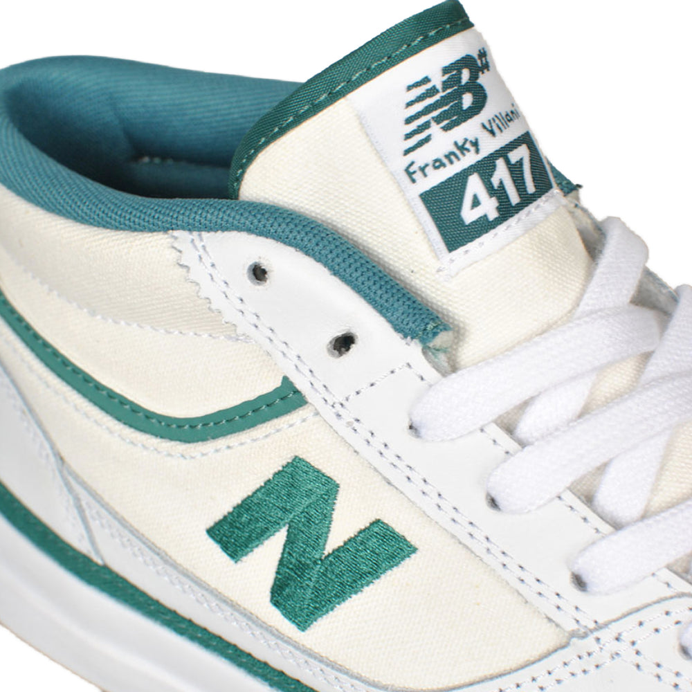 New Balance Numeric 417 Franky Villani White With Green Shoe Close Up Tong